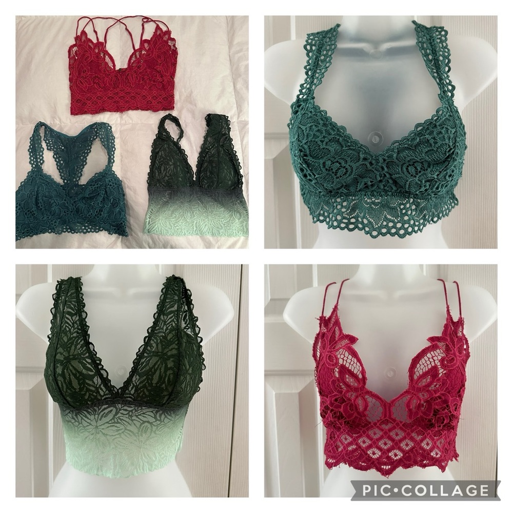 FP & aerie lace bralette lot - 3 pcs